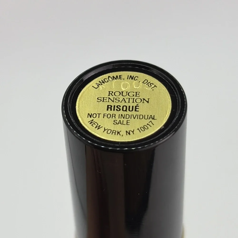 Vintage Lancome Rouge Sensation RISQUE Travel Size Lipstick GWP NWOB Black Tube